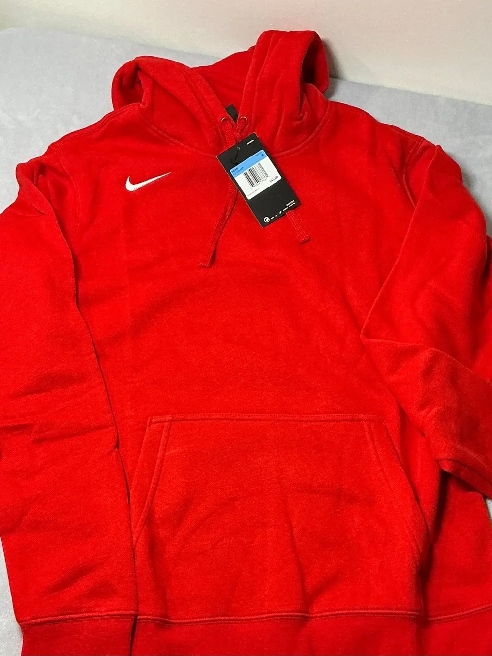 Nike Red Pullover Hoodie with White Swoosh - Picture 1 of 2
